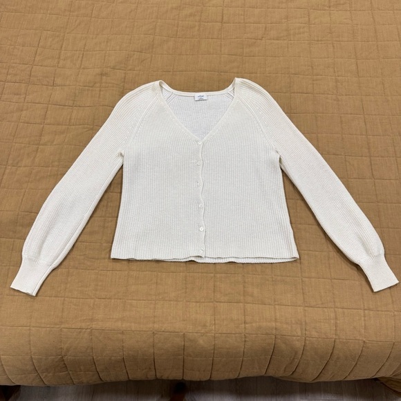 Aritzia Sweaters - Aritzia Wilfred Wool Cotton White Cardigan #79024 Size 2XS Runs Big 
Oversized